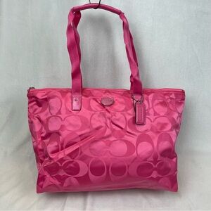 Coach Getaway Signature Fuchsia Nylon Large Packable Weekender Tote Bag F77321